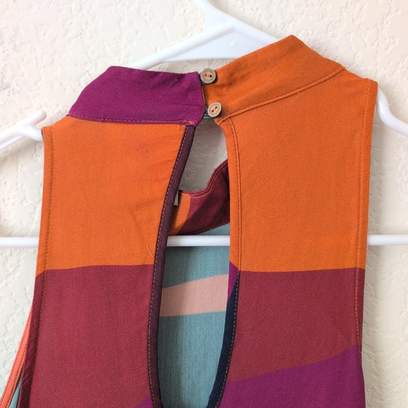 Farm Rio for Anthropologie Abstract Geometric High Neck Maxi Dress XS Multicolor - Picture 12 of 13